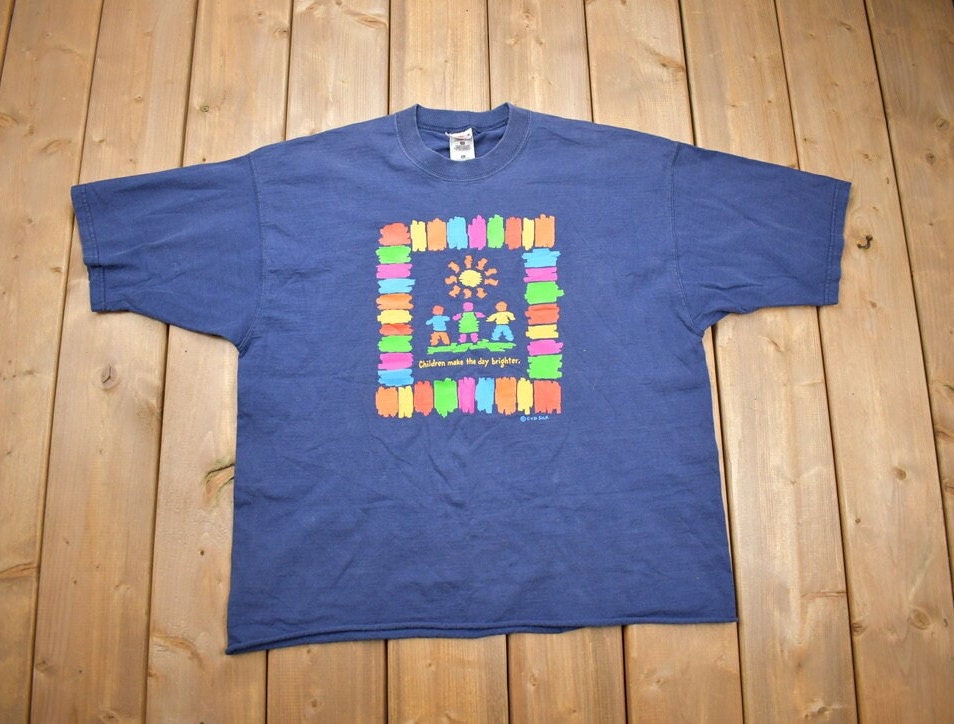 Vintage 1990s Children Make The Day Brighter Graphic T-Shirt
