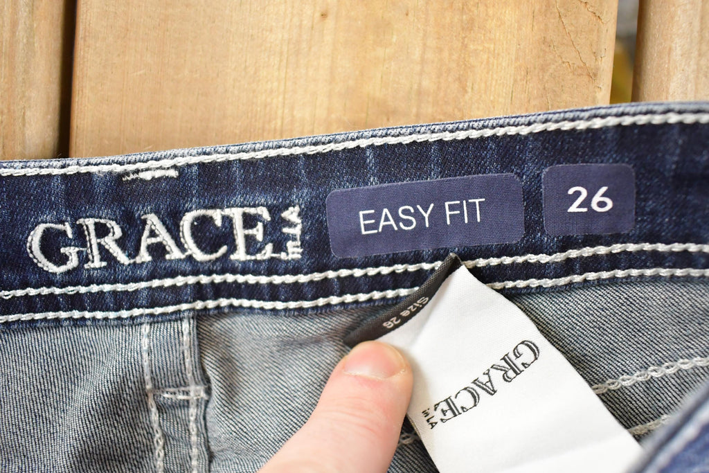 Vintage Deadstock Y2K Grace In LA Bedazzled Bootcut Low Rise Jeans Women's Size 26 x 31