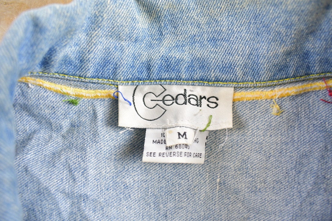 Vintage 1990's Custom Embroidered Diner Denim Jean Jacket /