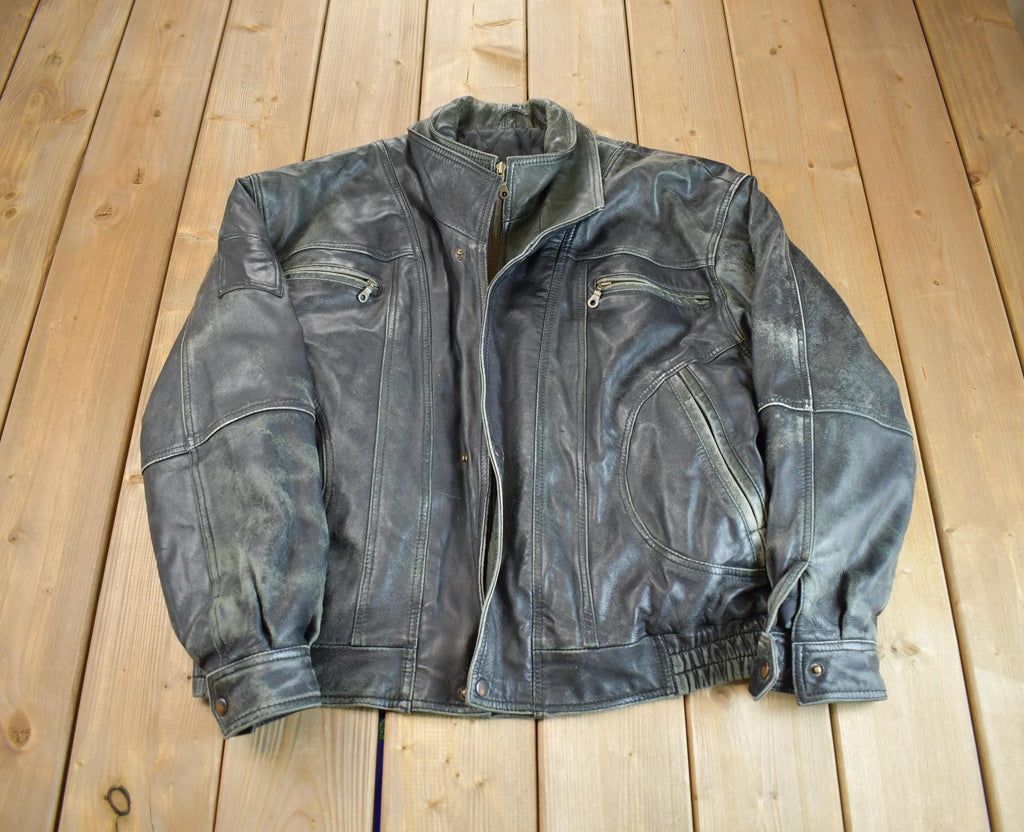 Vintage 1980s Baron New York Distressed Genuine Leather Jacket Made In USA