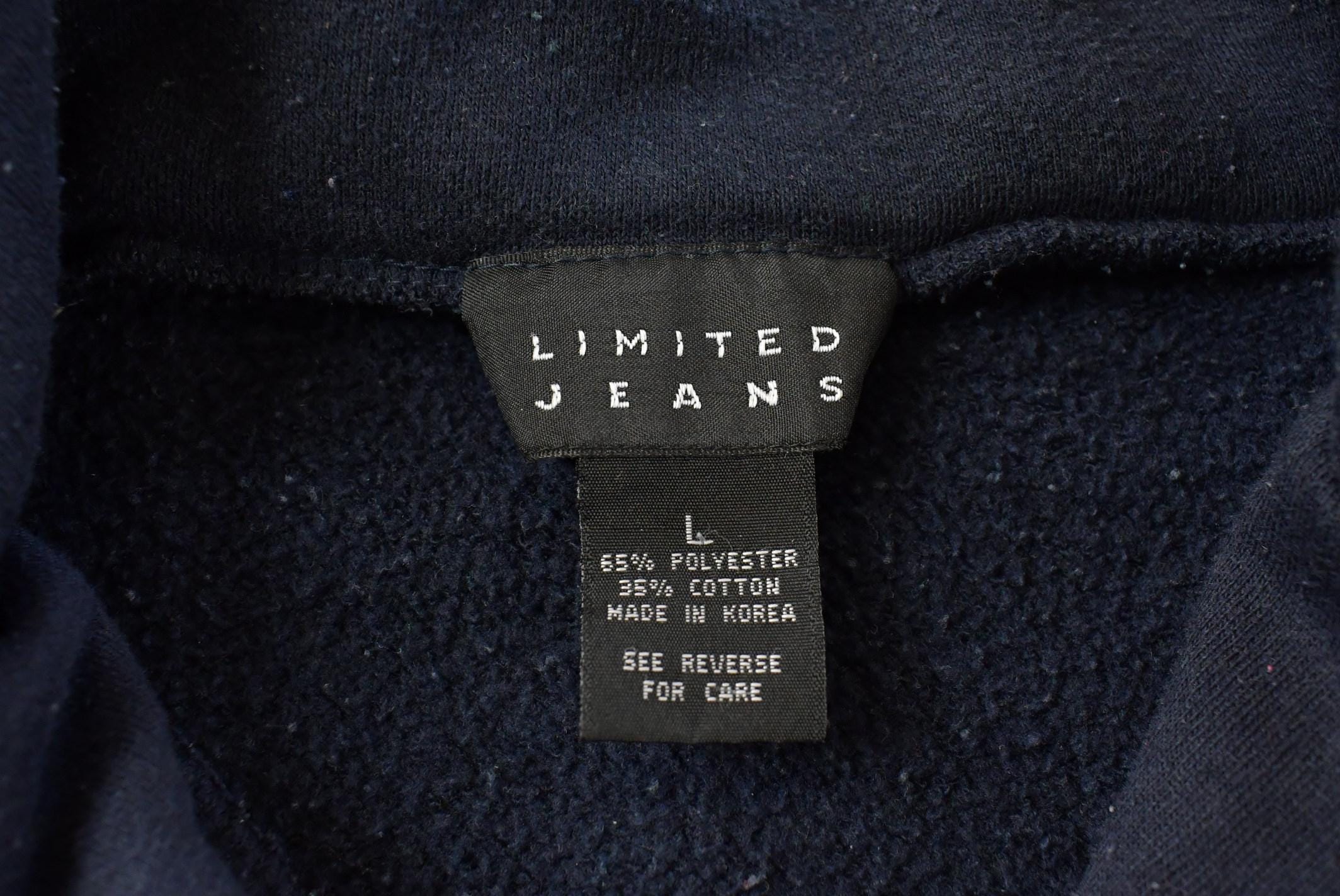 Vintage 1990s Limited Jeans USA Flag Quarter Zip Crewneck Sweatshirt Men's L / 90s Crewneck / Souvenir Sweater / Streetwear / Travel