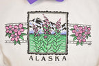 Vintage 1990s Alaska Floral Collared Souvenir Crewneck Sweatshirt Womens M