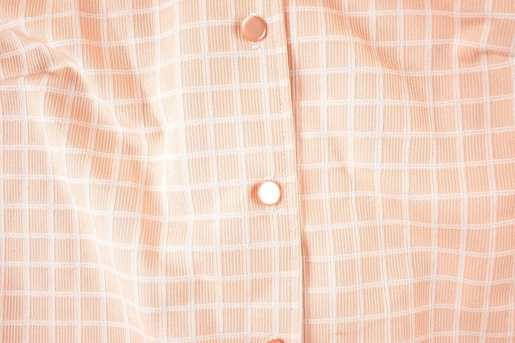 Vintage 1960s Pink Plaid Button Up Shirt Women's XL