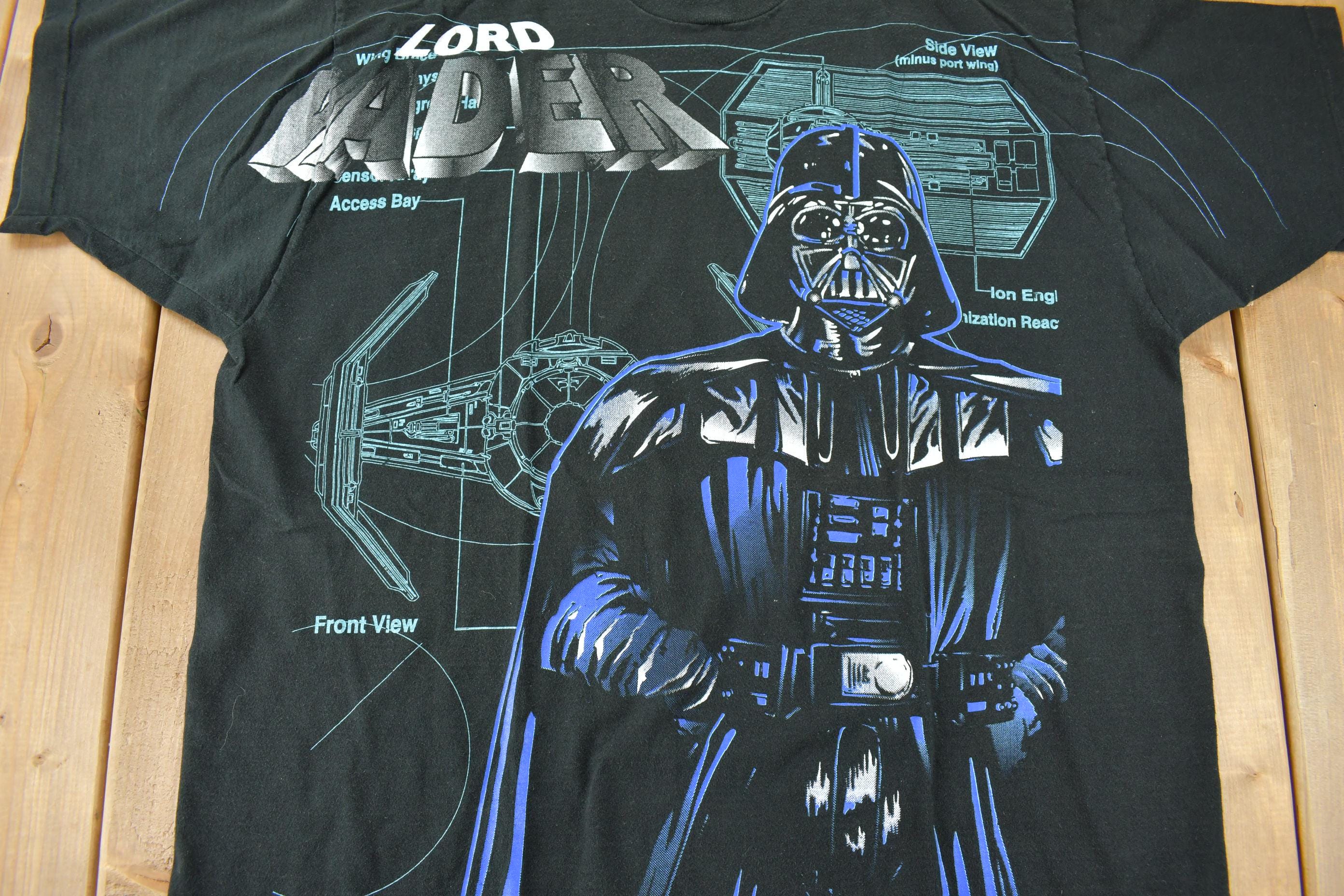 Vintage 1996 Star Wars Lord Vader Tie Fighter All Over Print Graphic T-Shirt Size XL Made In USA