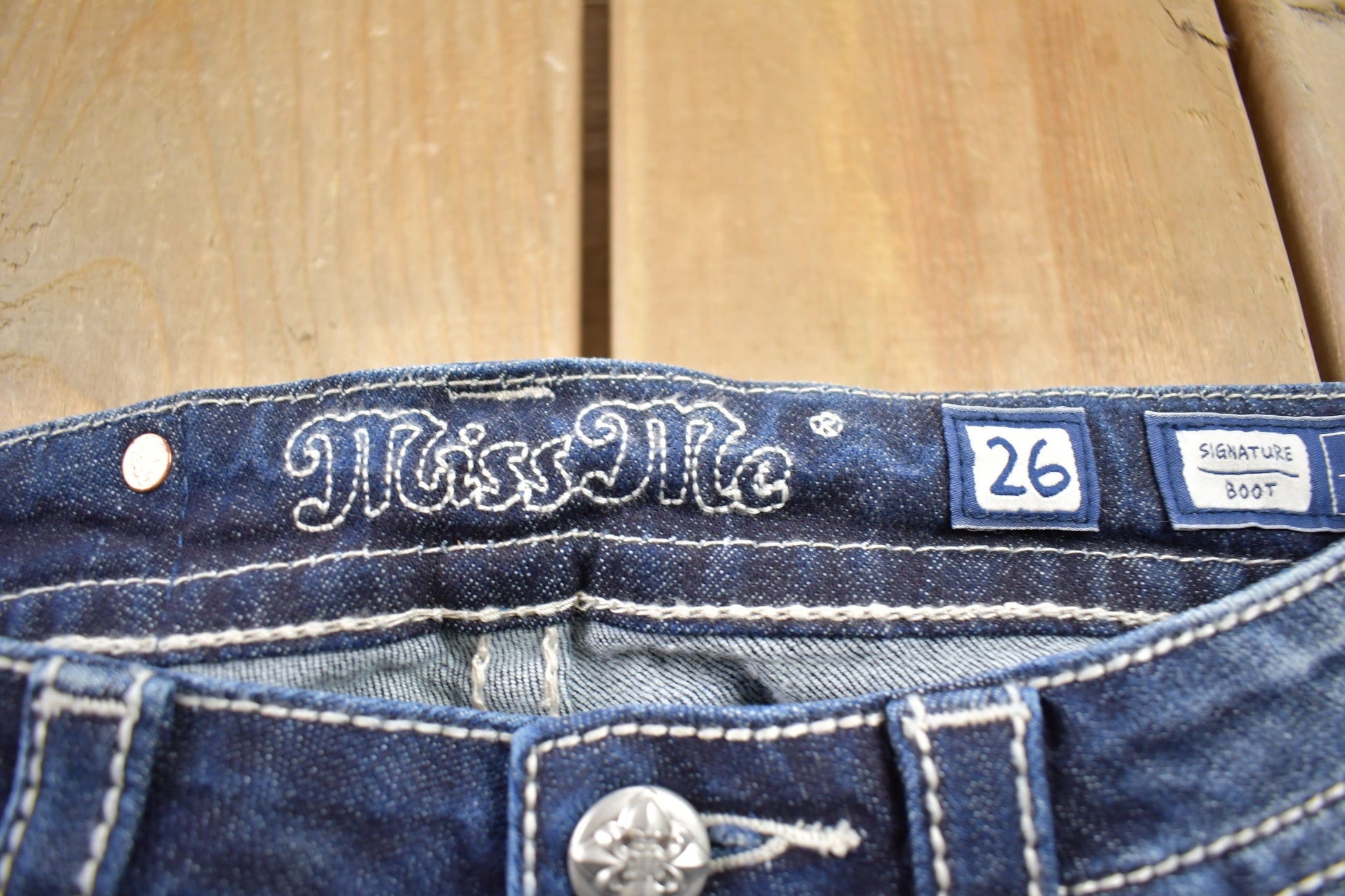 Vintage Y2K Miss Me Bedazzled Low Rise Jeans Size 26x33