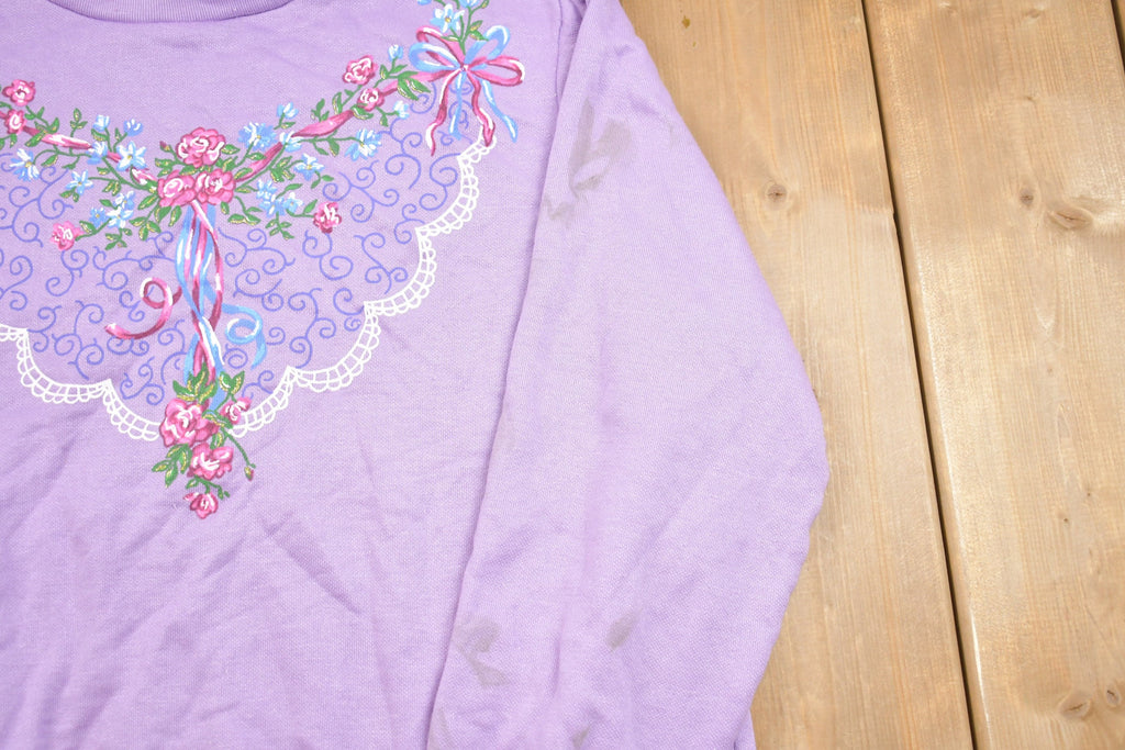 Vintage 1990s Blair Floral Mock Neck Crewneck Sweatshirt