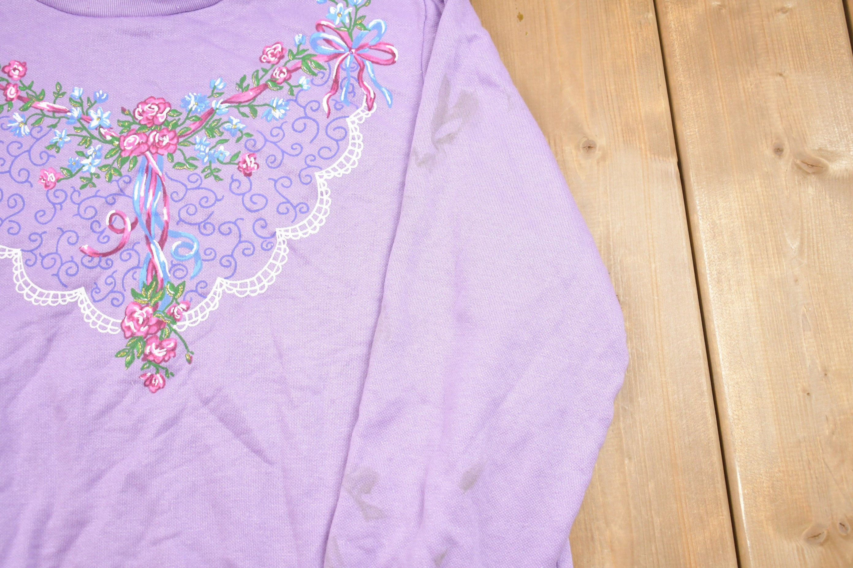Vintage 1990s Blair Floral Mock Neck Crewneck Sweatshirt
