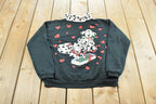 Vintage 1990s Dalmatians Valentines Hearts Turtleneck Sweatshirt Women's S
