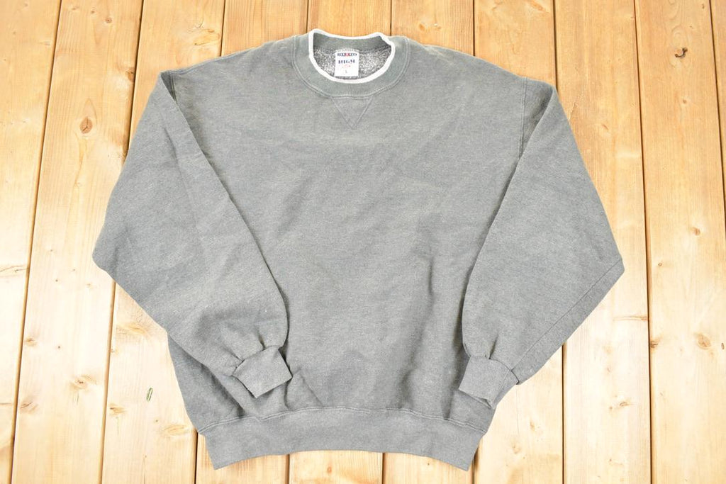 Vintage 1990s Jerzees High Cotton Blank Grey Heavyweight Crewneck Sweatshirt Men's L