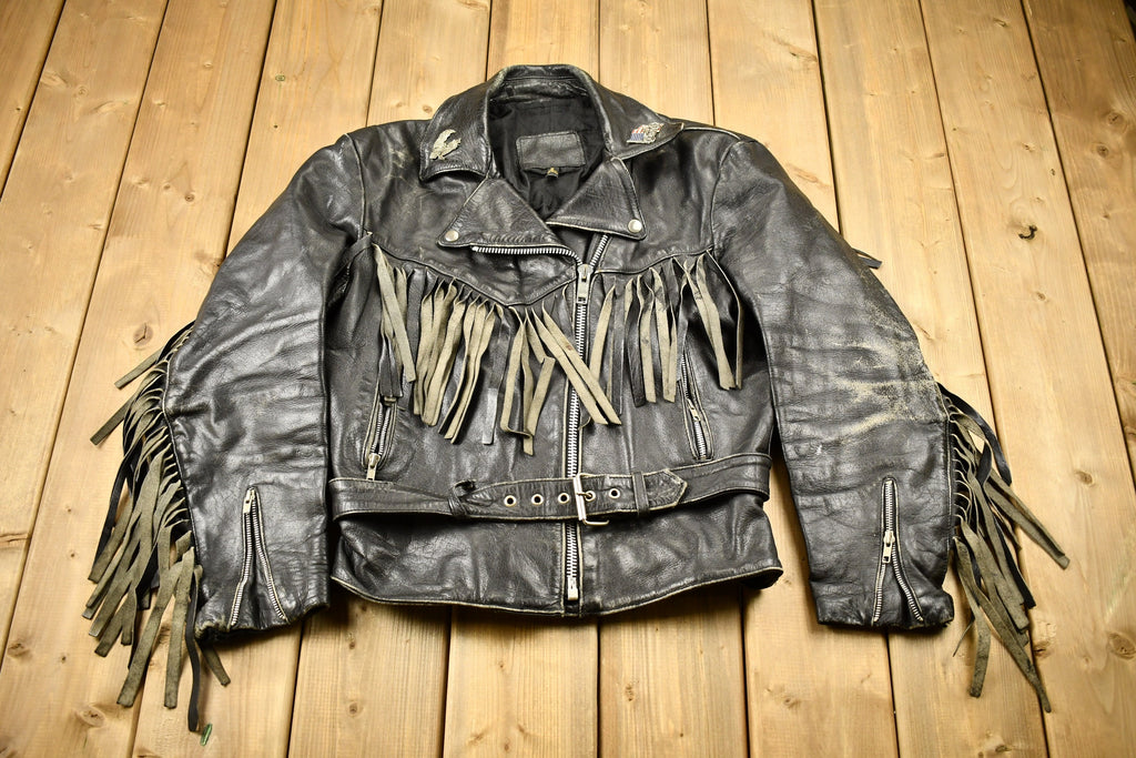 Vintage 1998s Fringed Leather Motorcycle Jacket