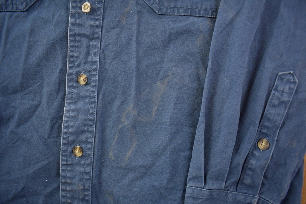Vintage 1990s Cabela's Legendary Quality Blue Blank Button Up Shirt