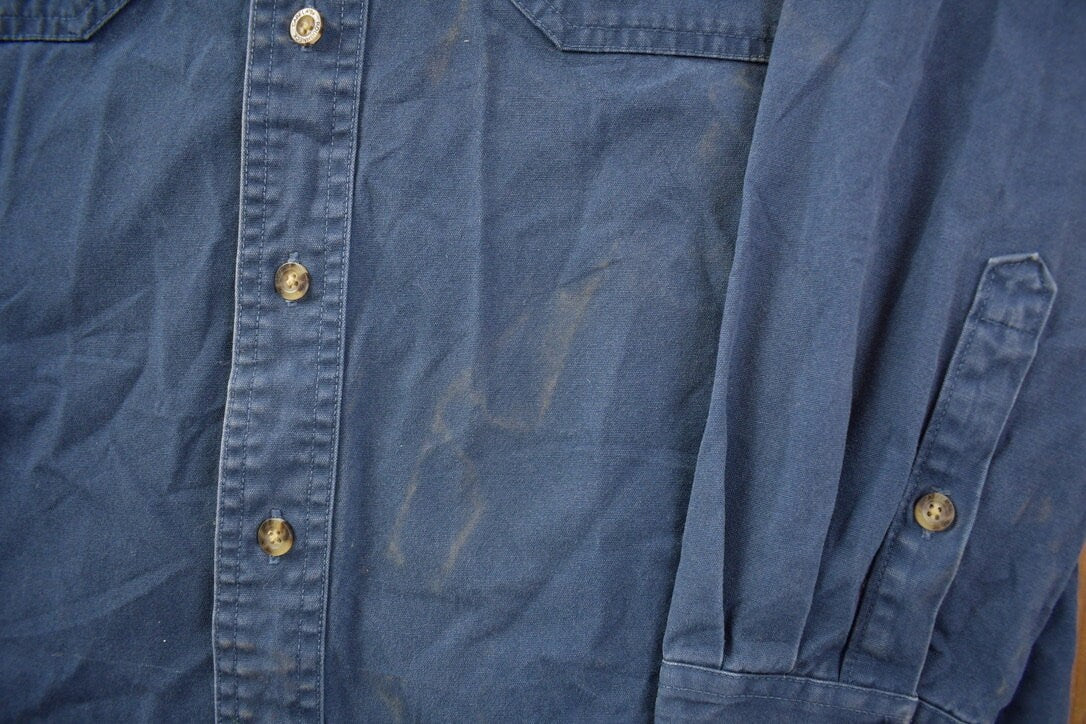 Vintage 1990s Cabela's Legendary Quality Blue Blank Button Up Shirt