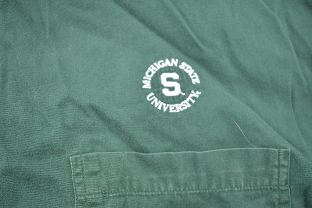 Vintage 1990s University Of Michigan State Collegiate Spartans Button Up  Embroidered  NCAA Sweatshirt  Sportswear  Americana  Spartans