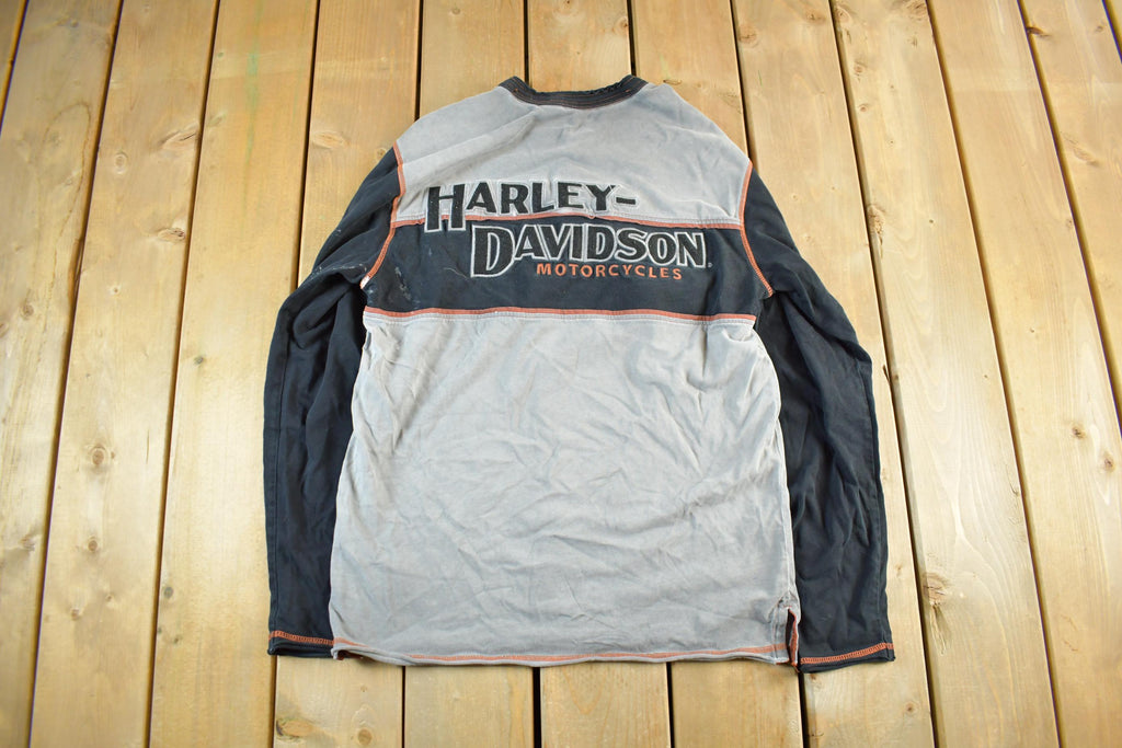 Vintage 2000s Harley Davidson Motorcycles Long Sleeve Henley T-Shirt Men's Medium