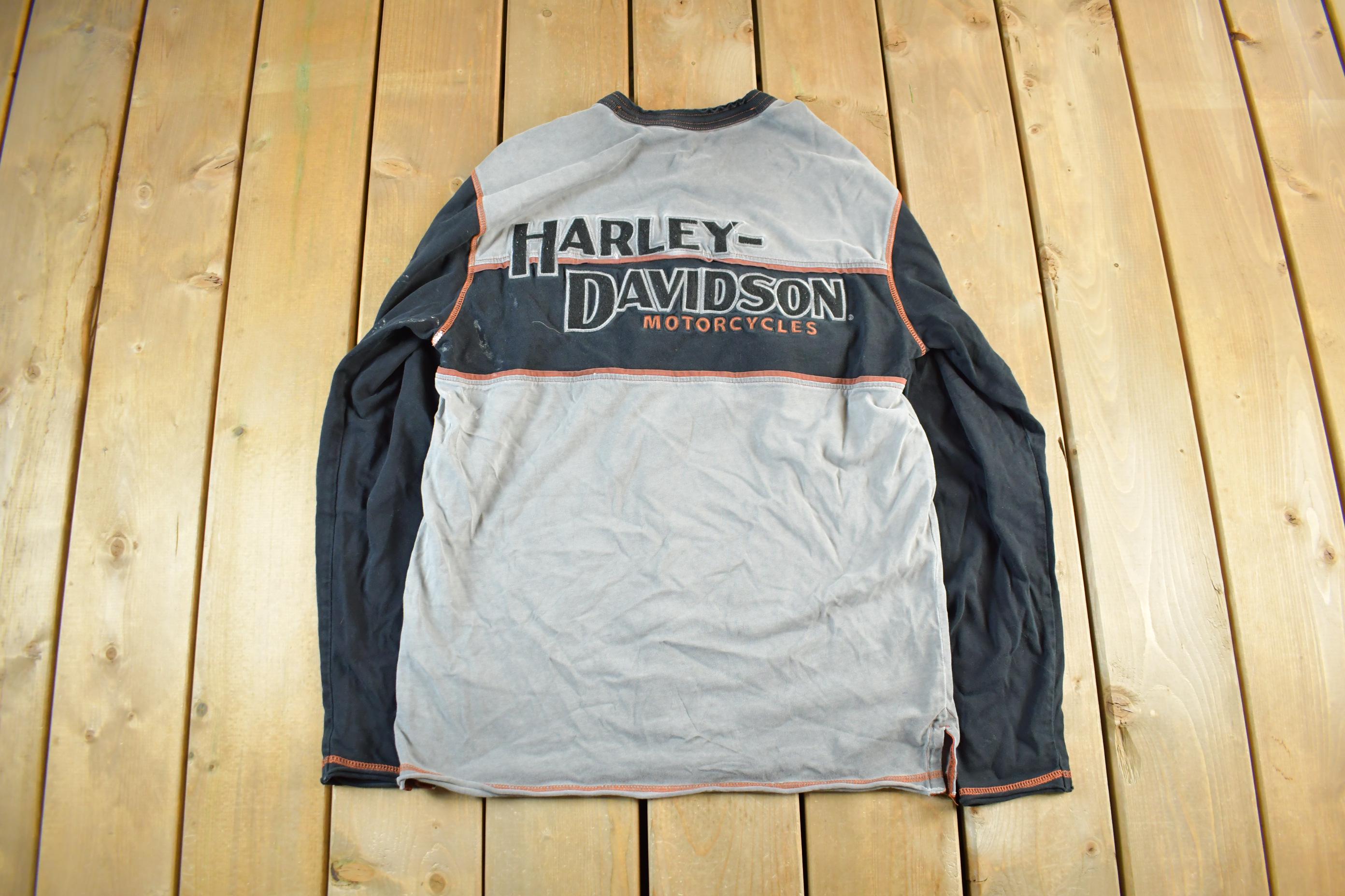Vintage 2000s Harley Davidson Motorcycles Long Sleeve Henley T-Shirt Men's Medium