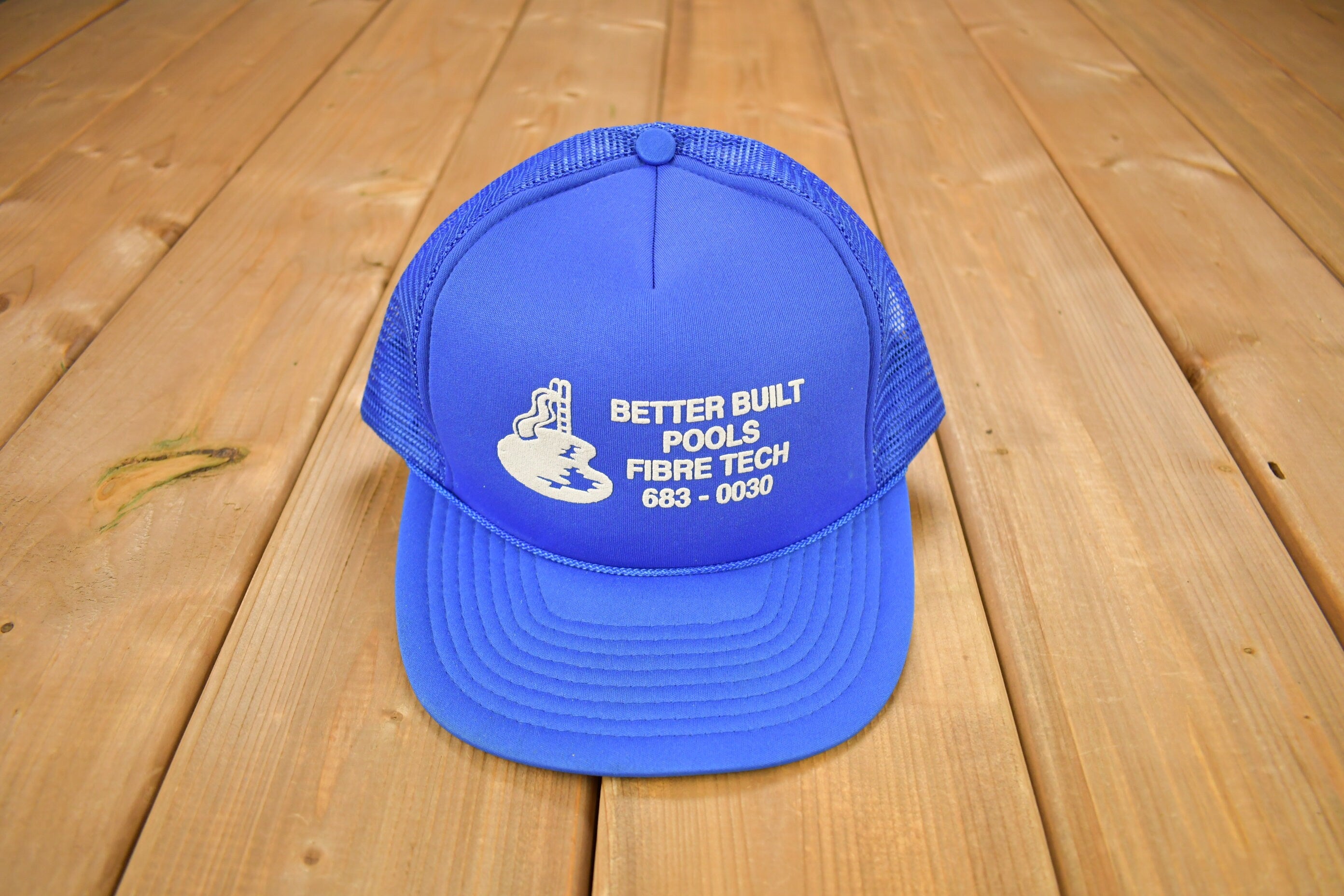 Vintage 1990s Better Built Pools Fibre Tech Trucker Hat
