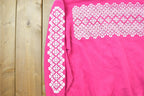 Vintage 1990s Pink Collared Abstract Puffy Print Cute Crewneck Sweater