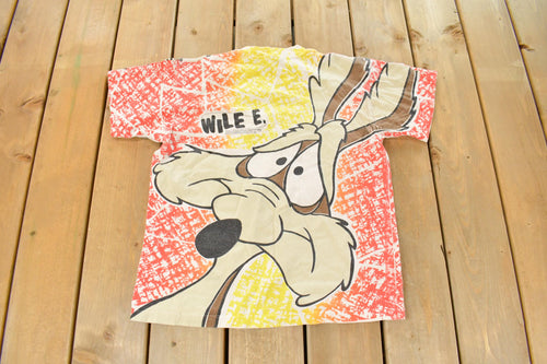 Vintage 1990s Looney Tunes T Shirt Wile E Coyote All Over Print Youth XL / Warner Bros Cartoon Sweater / Made In USA