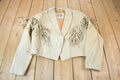 Vintage 1990s Adler Beige Suede Fringe Jacket