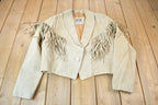 Vintage 1990s Adler Beige Suede Fringe Jacket