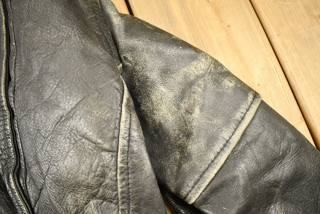 Vintage 1980s Distressed Leather Motorcycle Jacket