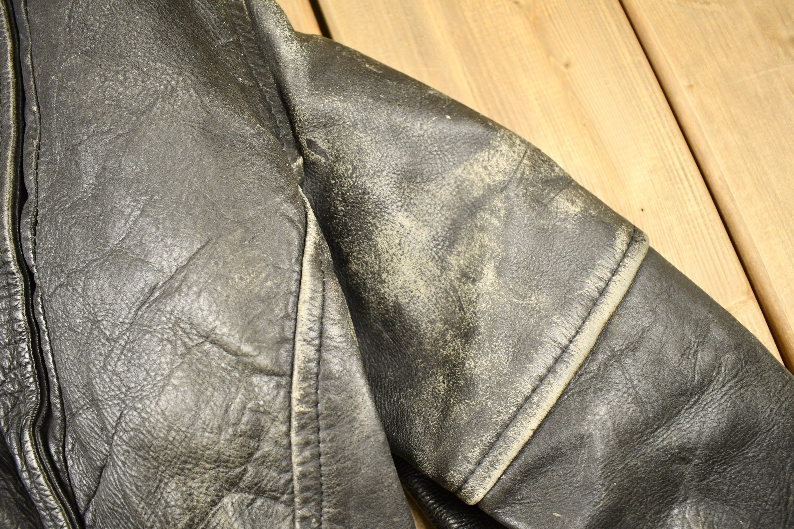 Vintage 1980s Distressed Leather Motorcycle Jacket