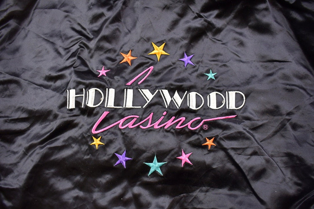 Vintage 1980s Hollywood Casino Las Vegas Satin Bomber Jacket