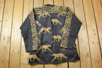 Vintage 1990s Villa Factory Tiger Print Knit Button Up Persian Jacket