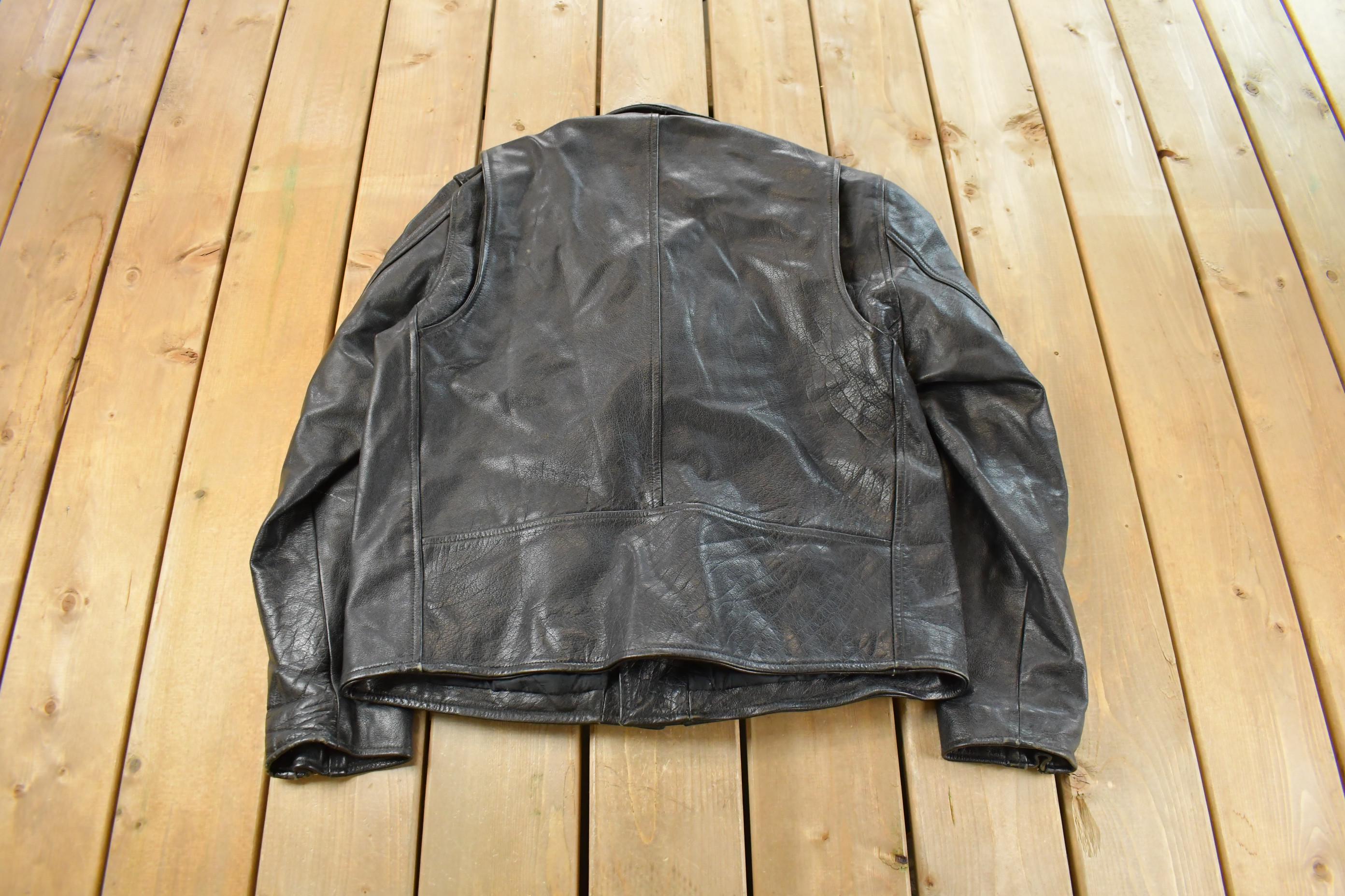 Vintage 1990s Biker Leather Jacket Men's Medium