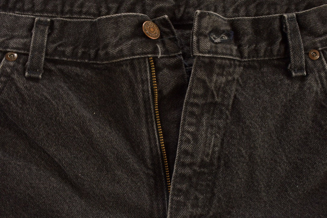 Vintage 1990s Lee Black Denim Straight Leg Jeans Size 36 x 29