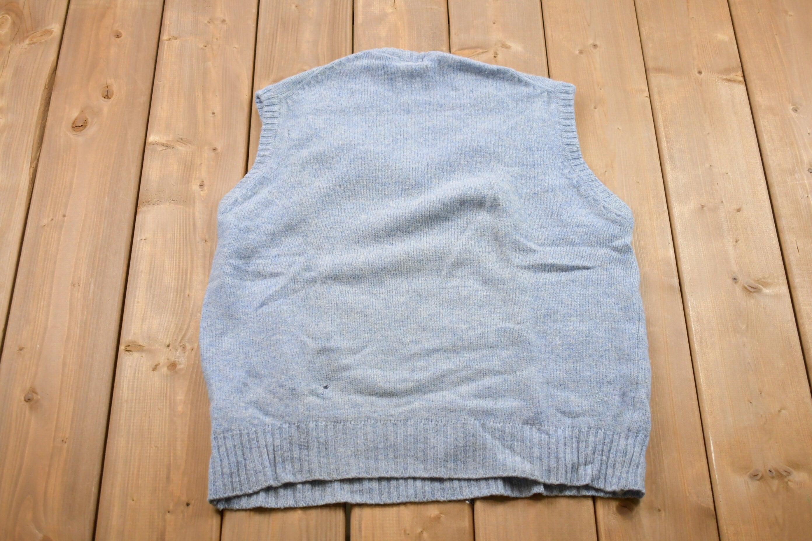 Vintage 1990s Fox Virgin Wool Knitted Sweater Vest