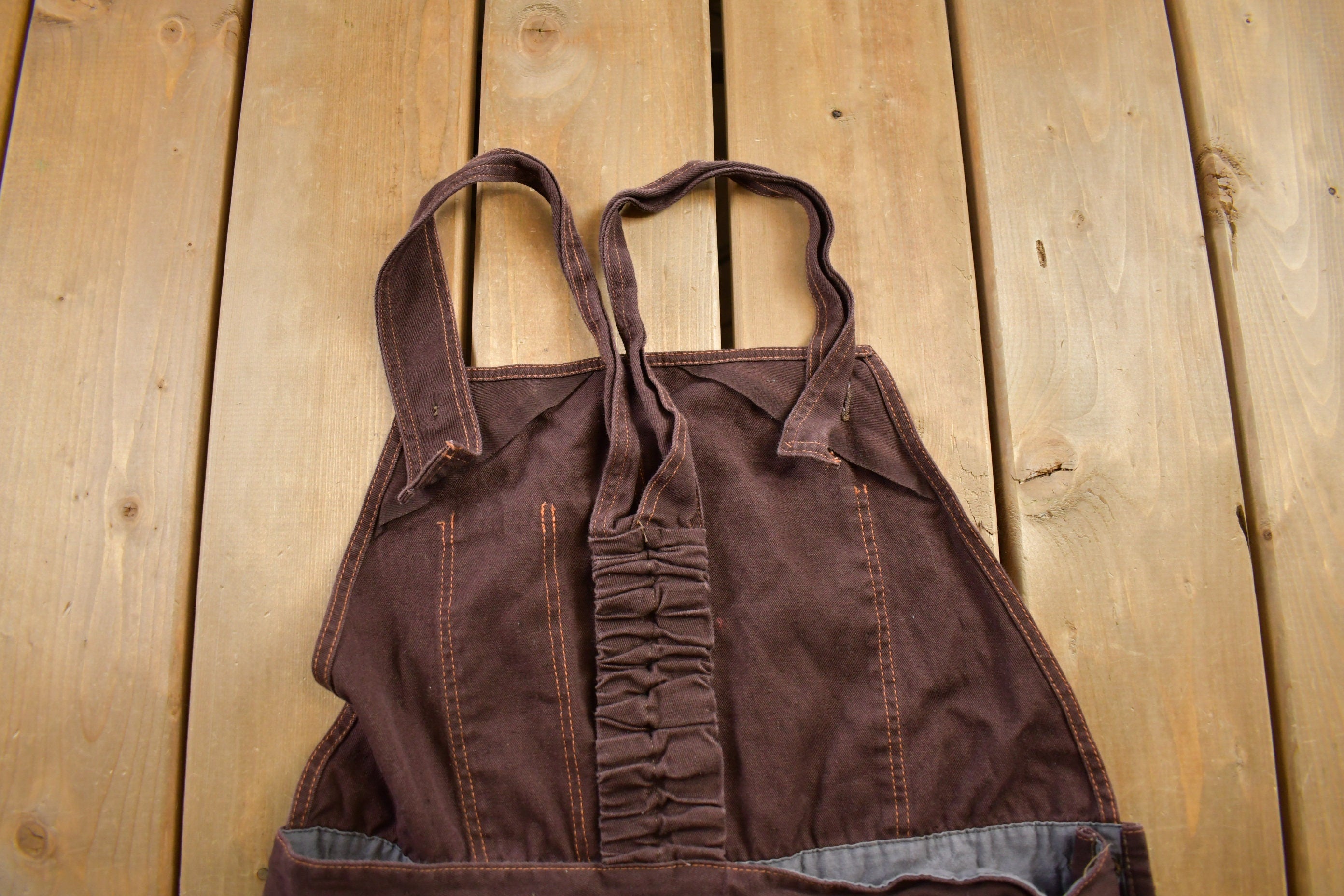 Vintage 1990s Brown Denim Overalls Size 34x27