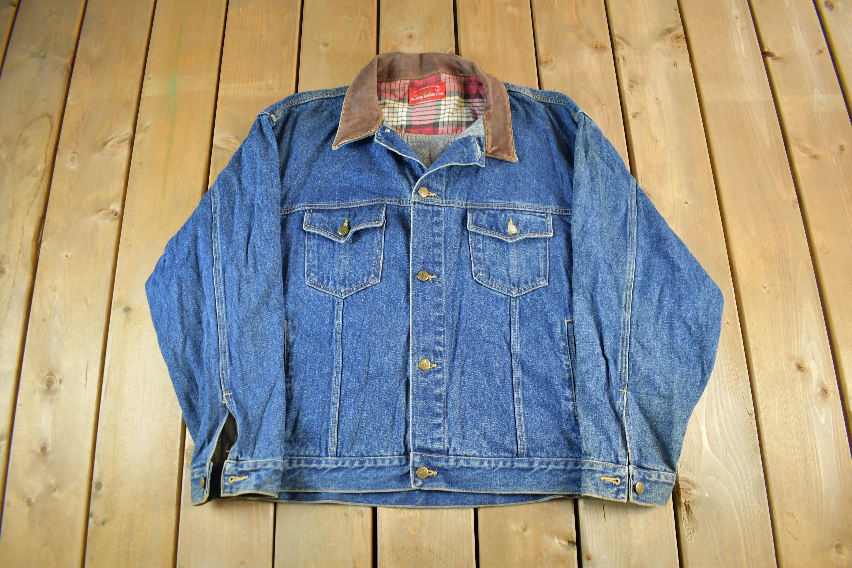 Vintage 1990s Marlboro Country Store Denim Jean Jacket Men's Large