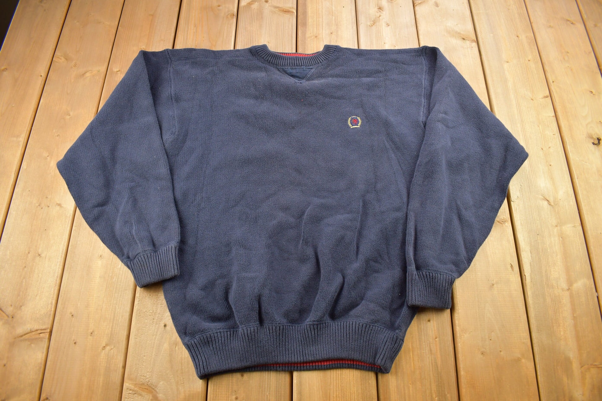 Vintage 1990s Tommy Hilfiger Embroidered Knitted Sweater