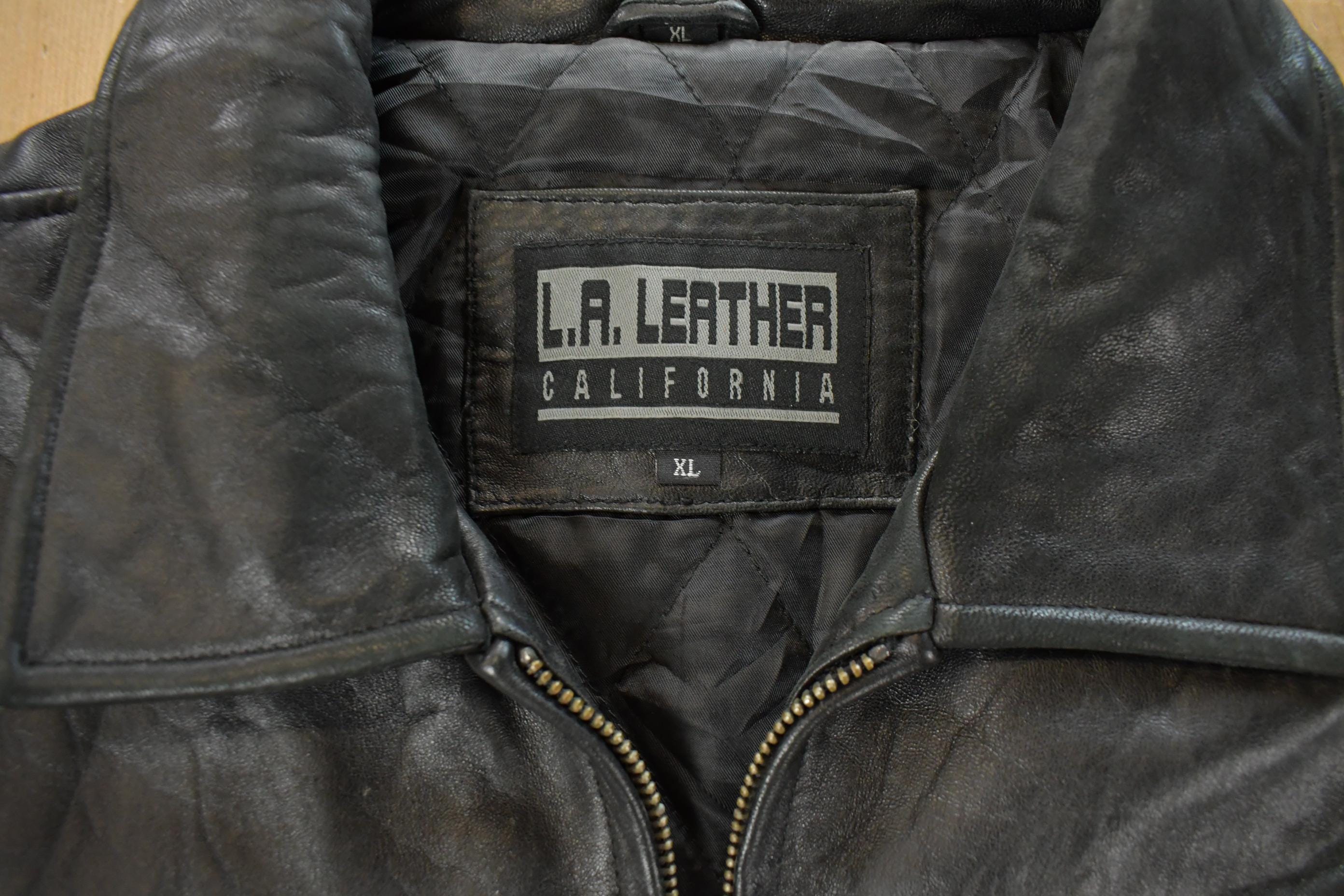Vintage 1990s L.A. Leather Bomber Flight Jacket Men's XL