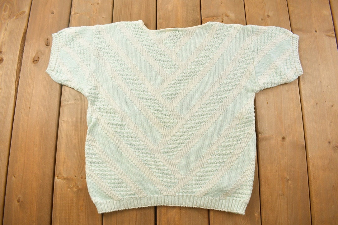 Vintage 1980s Across America Knitted Short Sleeve Sweater