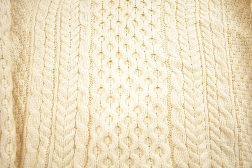 Vintage 1980s 3D Knit Merino Wool Crewneck Sweater Made In Ireland