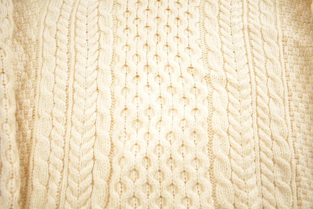 Vintage 1980s 3D Knit Merino Wool Crewneck Sweater Made In Ireland