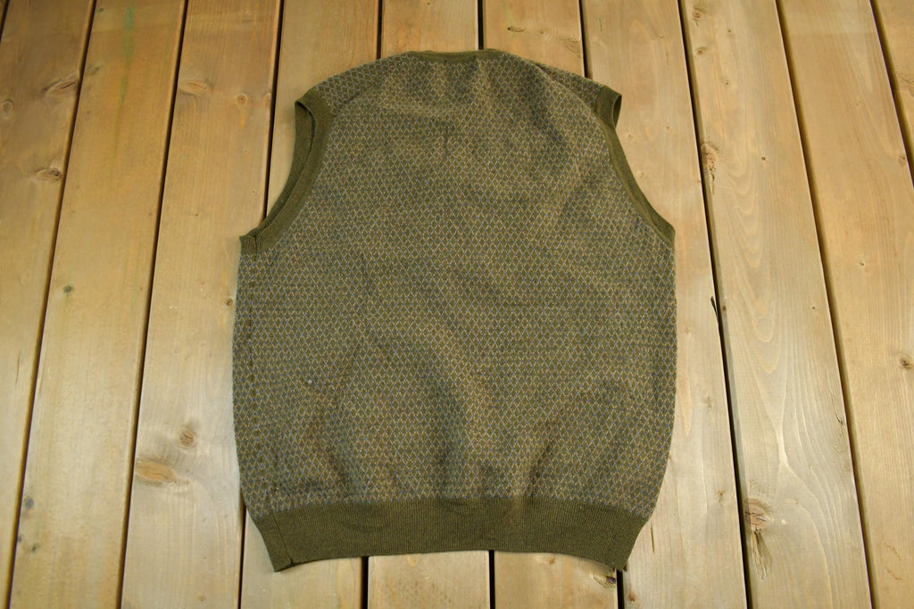 Vintage 1990s 346 Brooks Brothers Wool Knit Vest V Neck Sweater Men's Medium