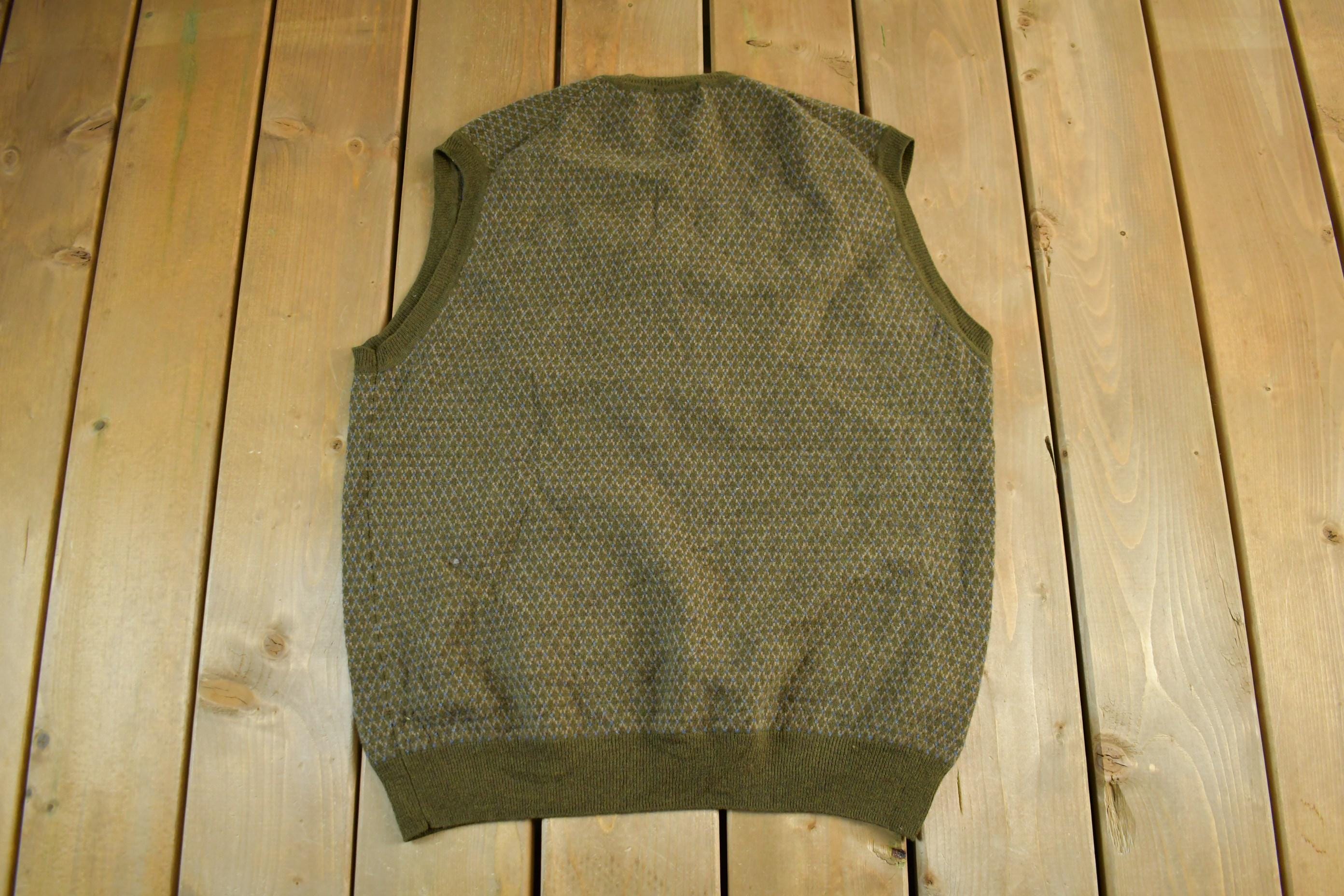 Vintage 1990s 346 Brooks Brothers Wool Knit Vest V Neck Sweater Men's Medium