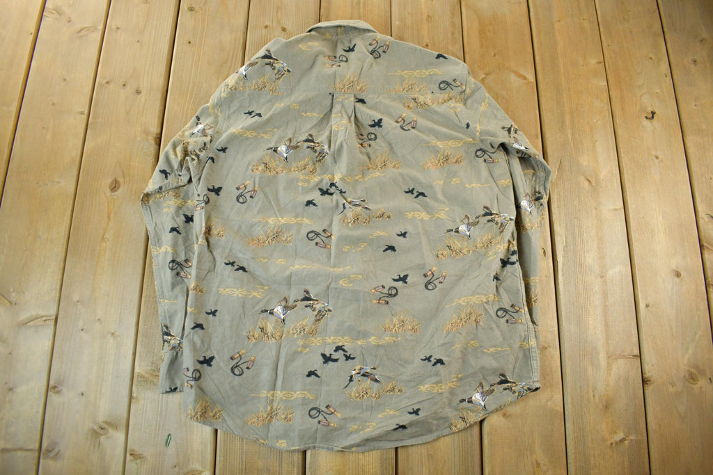 Vintage 2000s Me Sport Ducks All Over Print Button Up Shirt Men's Medium
