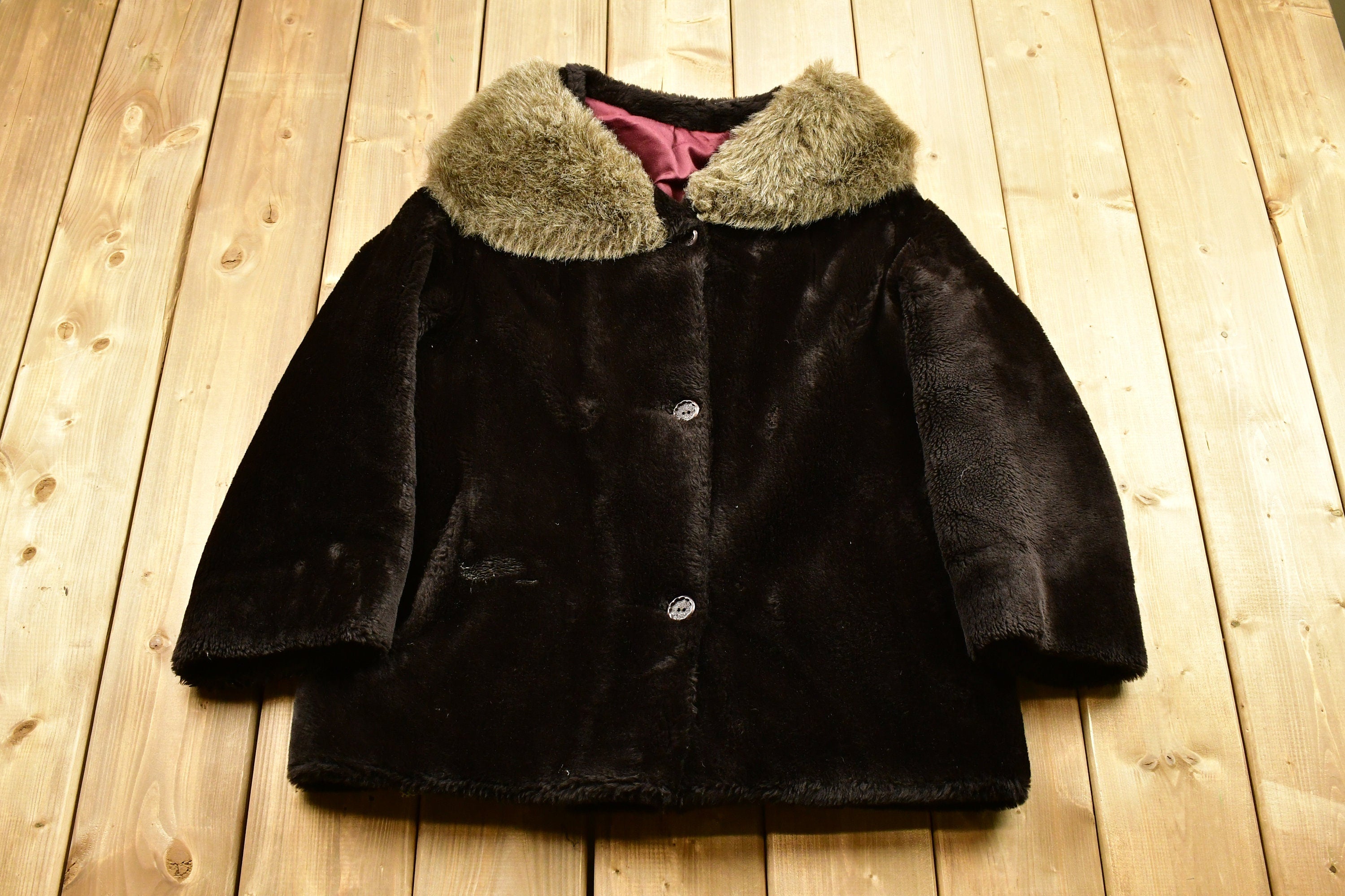 Vintage 1980s Fur Collared Winter Outerwear Jacket