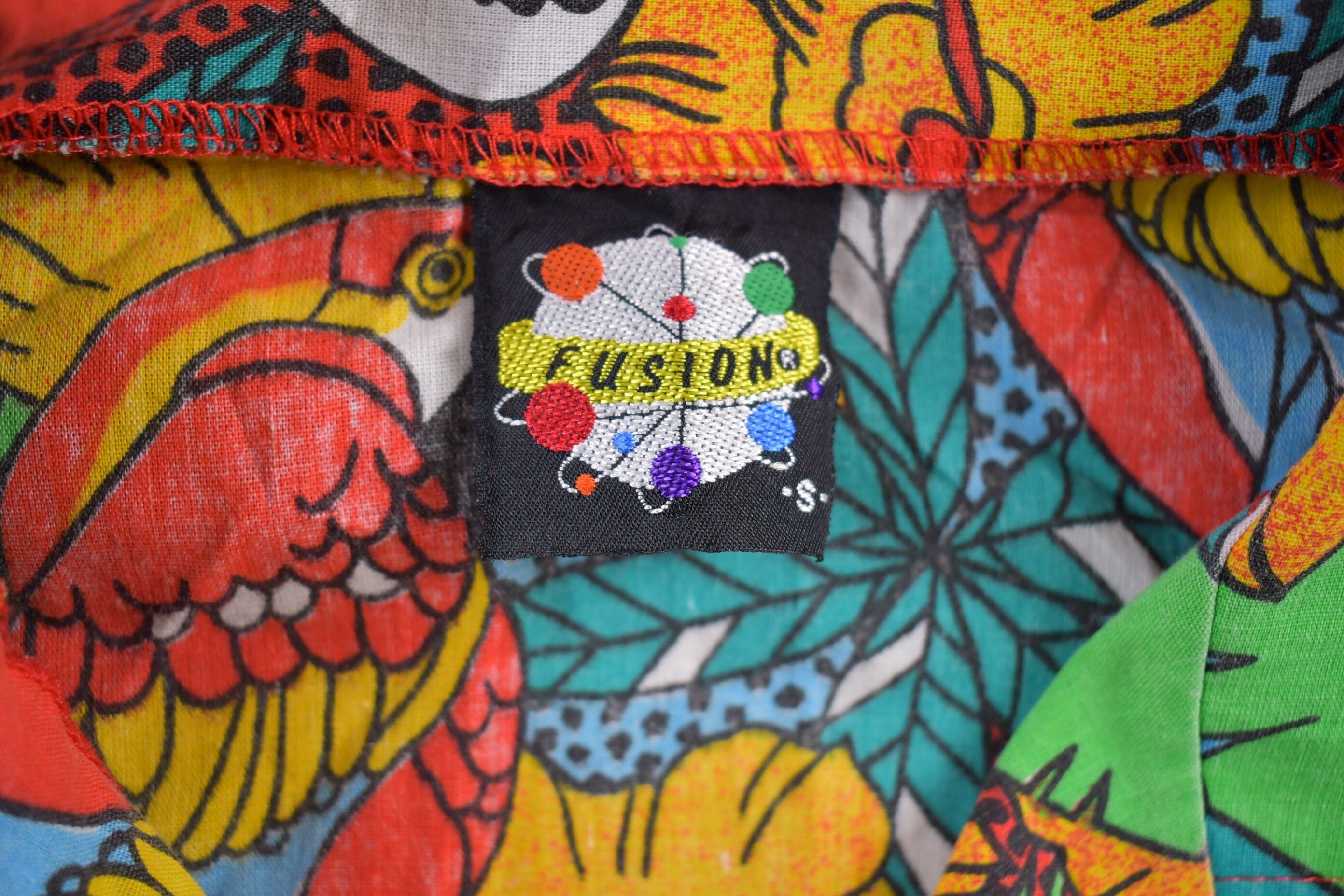 Vintage 1990s Tropical All Over print Button Up Shirt  Made in USA  Abstract Pattern  Casual Shirt  Formal Shirt