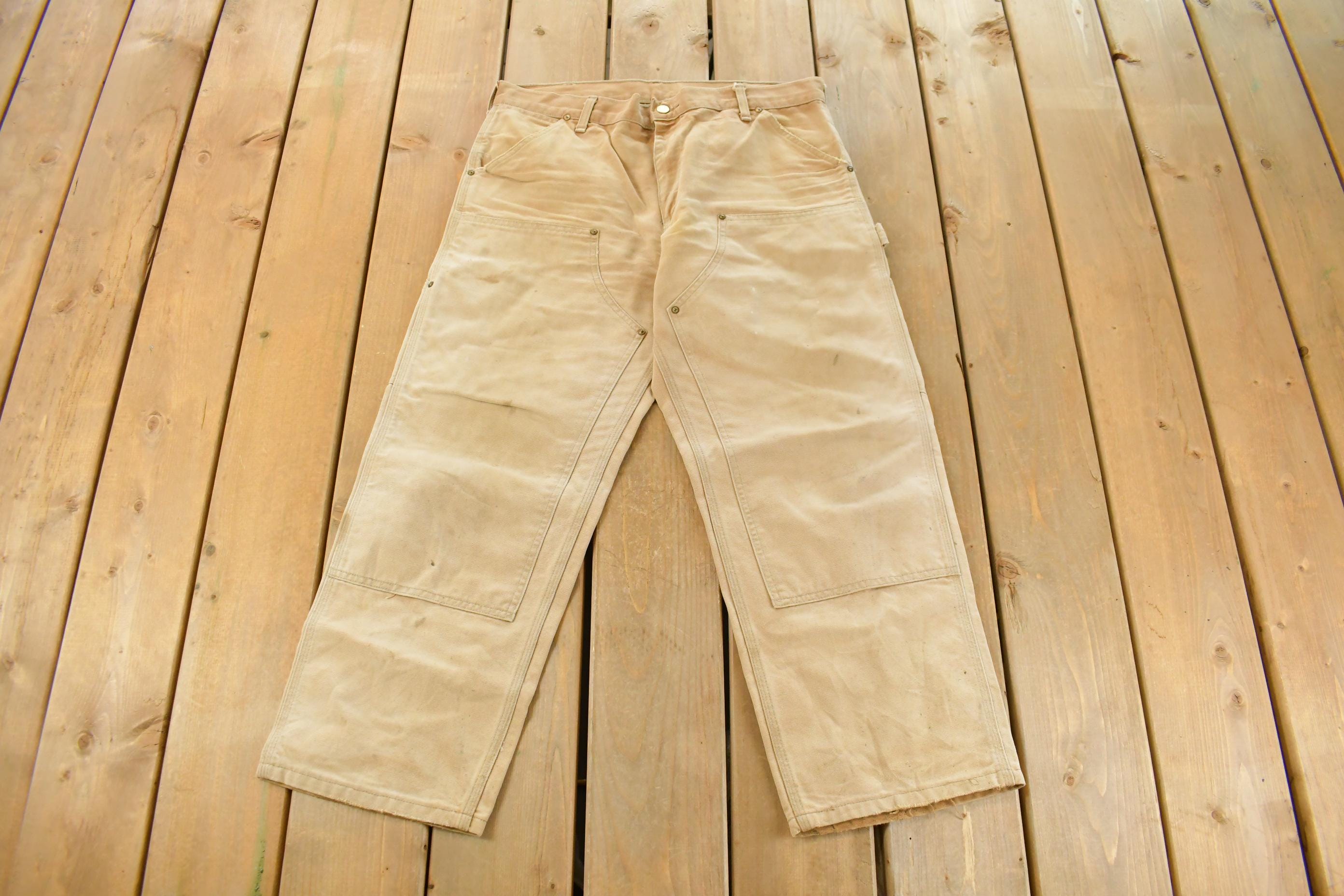Vintage 1990s Carhartt Distressed Sun Faded Double Knee Pants Men's 34 x 29