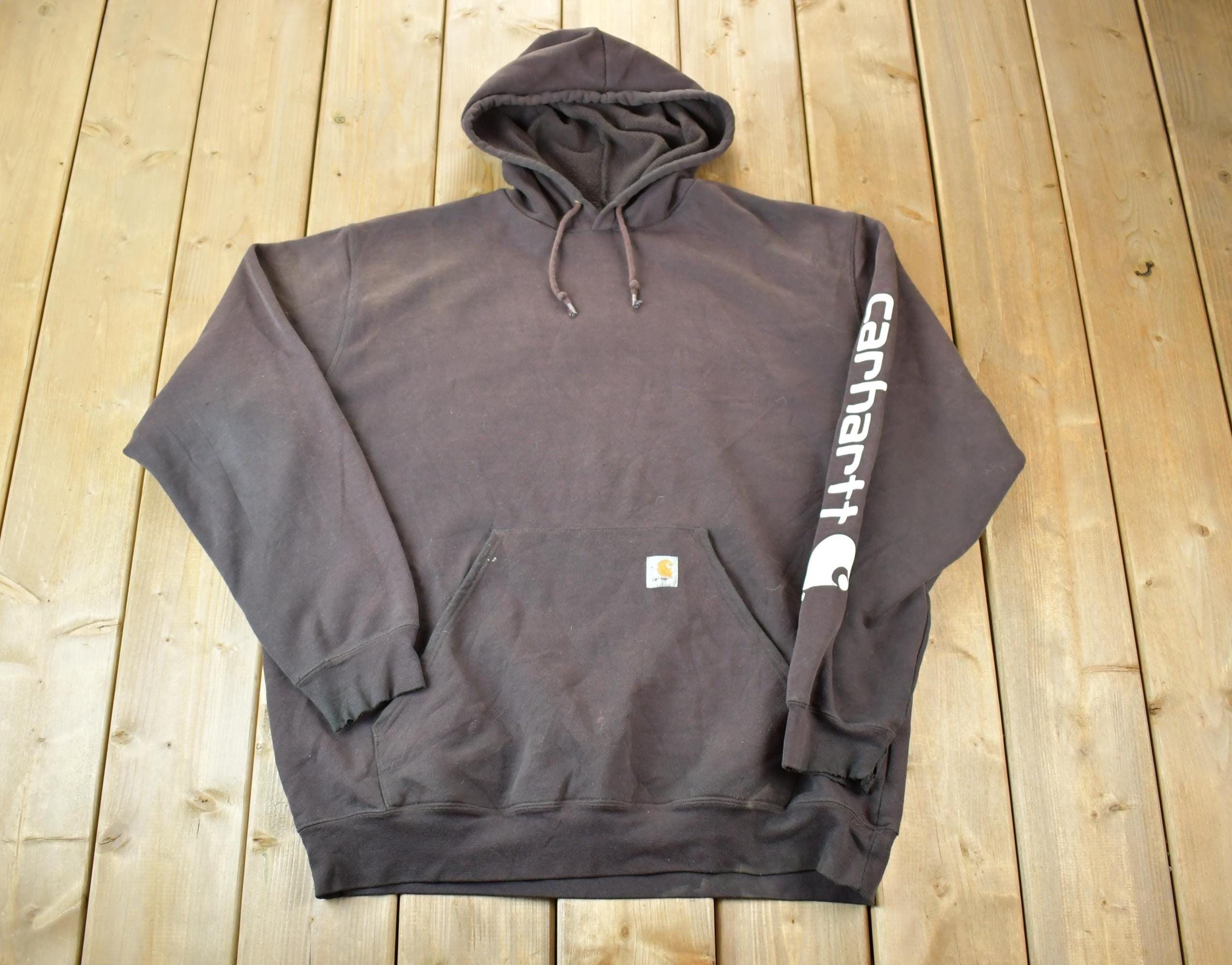 Y2K Vintage Distressed Brown Carhartt Hoodie Sweatshirt
