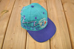 Vintage 1990s Charlotte Hornets NBA Wave Shark Tooth Snap Back Hat