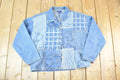 Vintage 1990s Lifestyle Denim Abstract Patchwork Button Up Shirt Women's XXL / Vintage Button Up / Preppy Button Up / Vintage Dress Shirt