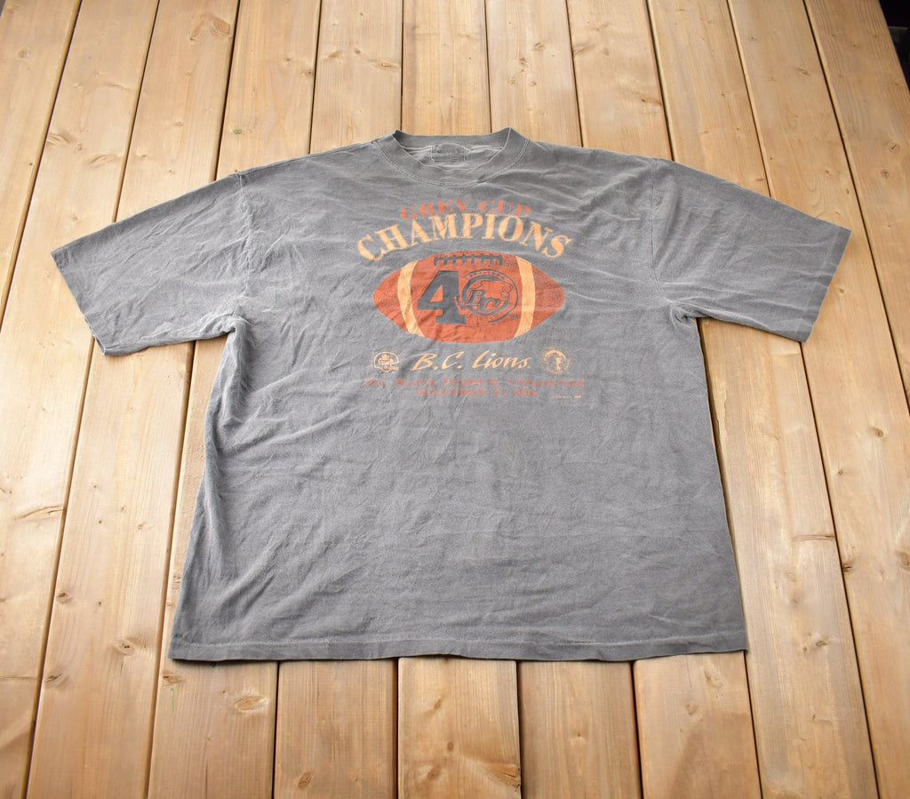 Vintage 1994 CFL B.C Lions Football Graphic T-Shirt Made In Canada Size XXL