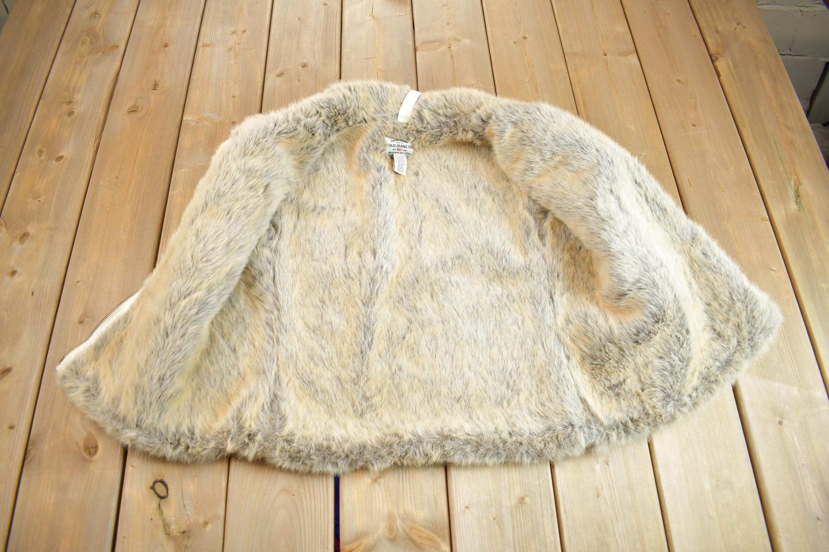 Vintage 1990s Polo Jeans Fur Lined Embroidered Sweater Vest