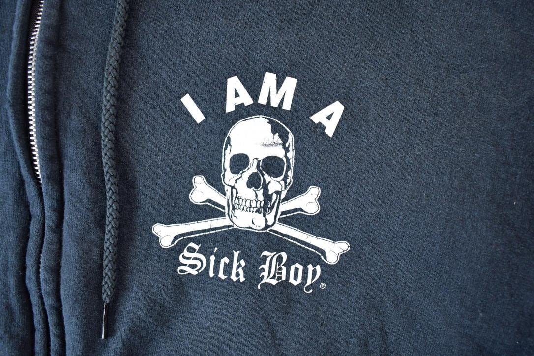 Vintage 1990s Sick Boy Motorcycles Zip Up Hoodie Sweatshirt